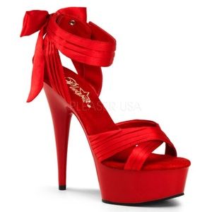Red Pleaser pole dance shoes